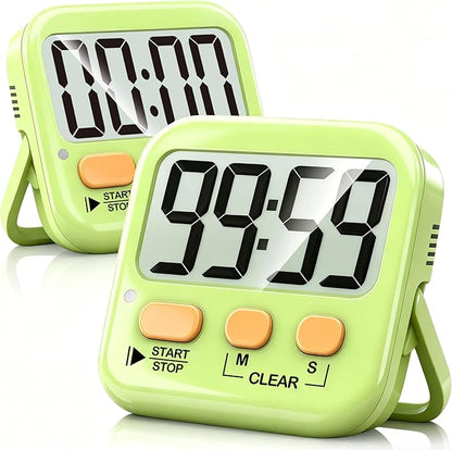 Antonki 2 Pack Digital Timer for Kids, Magnetic Countdown Kitchen Timers for Cooking, Egg, Classroom, Teacher, Exercise, Study, Oven - Battery Included by Antonki