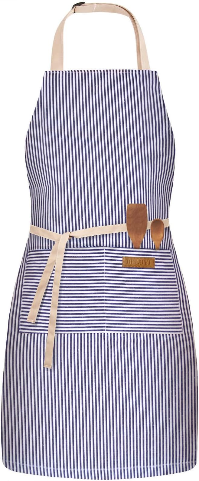 BeLuyi Adjustable Bib Apron with 2 Pockets Chef Cooking Kitchen Restaurant Aprons for Women Men by BELUYI
