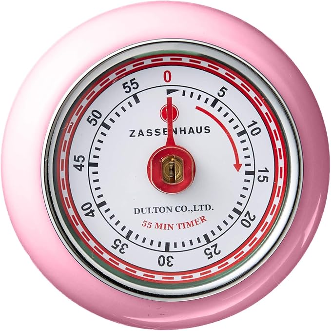 Zassenhaus Magnetic Retro Kitchen Timer, Classic Mechanical Cooking Timer (Pink) - Image 2