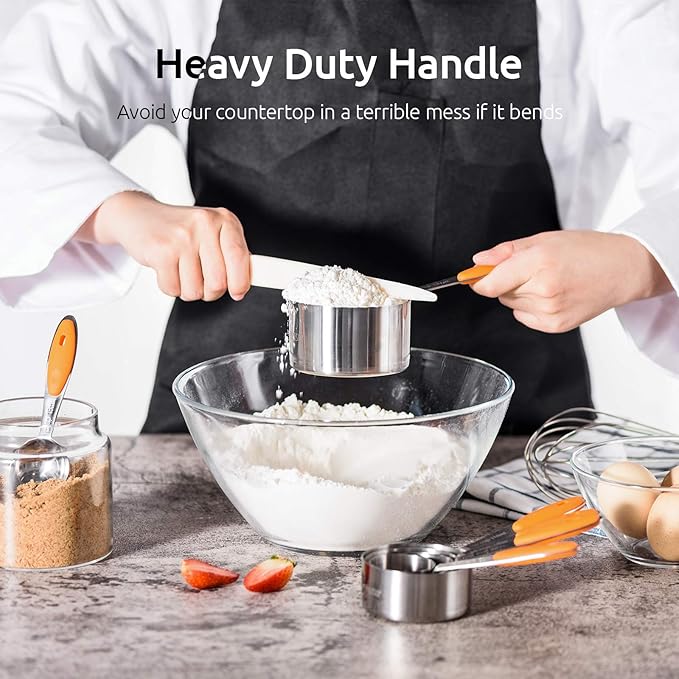 Measuring Cups : U-Taste 18/8 Stainless Steel Measuring Cups and Spoons Set of 10 Piece, Upgraded Thickness Handle(Orange) - Image 5