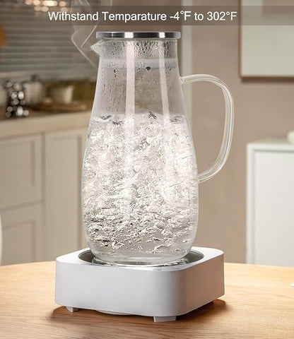 Glass Pitcher, Glass Water Pitcher with Lid and Handle for Fridge, 2 Quart Borosilicate Water Jug for Hot/Cold Drinks, Iced Tea, Juice and Coffee Beverage, Heat Resistant - Image 5