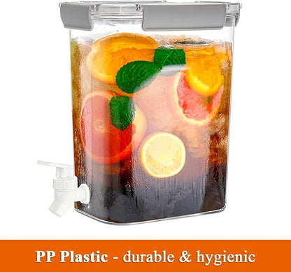 Elsjoy 1.2 Gallon Plastic Drink Dispenser with Spigot, Cold Beverage Dispenser Fridge Drink Container for Iced Tea, Lemonade, Coffee