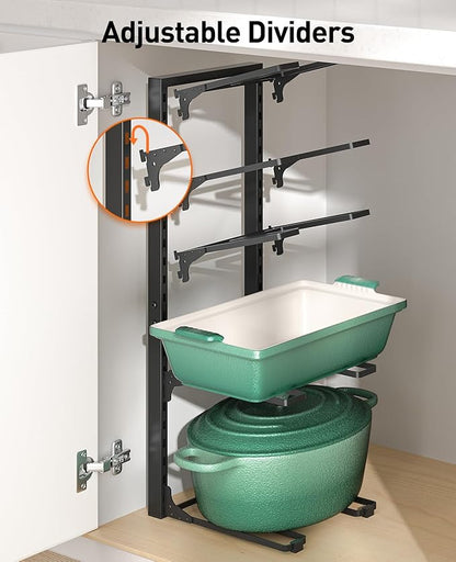 ORDORA 10-Tier Pots and Pans Organizer under Cabinet, Kitchen Cabinet Organizers and Storage, Heavy Duty Pots and Pan Storage Rack Organizer inside Cabinet, Adjustable - Image 5
