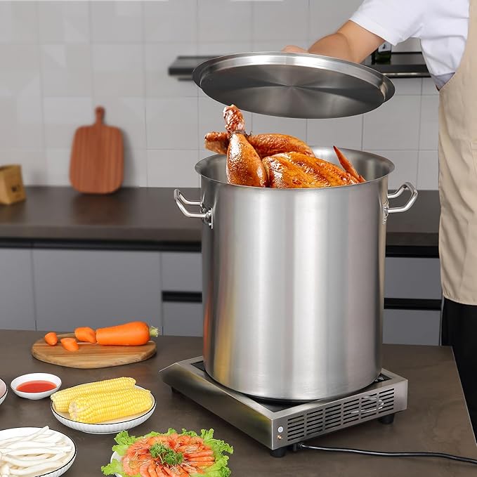 VEVOR 18/8 Stainless Steel Stockpot, 42QT Large Cooking Pots, Multipurpose Cookware Sauce Pot with Composite Base, Heavy Duty Commercial Grade Stock Pot, Sanding Treatment, for Large Groups Events - Image 8