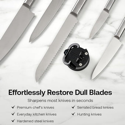 AnySharp – Global – Hands Free Knife Sharpener - Easy to Use Sharpening Tool with PowerGrip Suction Base and 20-Degree Pre-Set Angle - for All Knives: Chef's, Serrated, and Hardened Steel - Black - Image 5