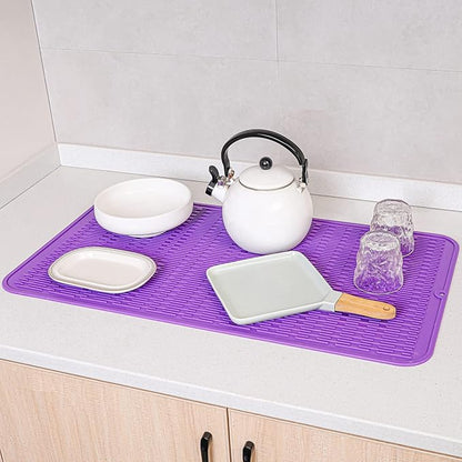 MicoYang Silicone Dish Drying Mat for Multiple Usage,Easy clean,Eco-friendly,Heat-resistant Silicone Mat for Kitchen Counter or Sink,Refrigerator or Drawer Liner Purple 4XL 32 inches x 18 inches - Image 6