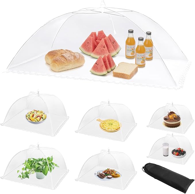 HBlife 7 Pack Pop-Up Mesh Food Cover Tent for Outside, 4 Sizes Reusable and Collapsible Outdoor Food Covers Net for Party Picnic, BBQ, Camping, Gardening by HBlife