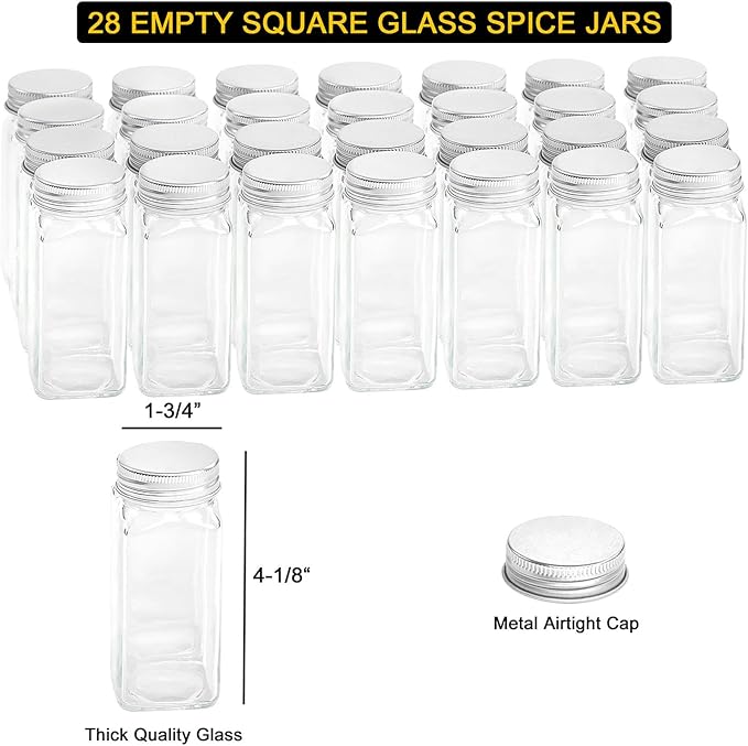 SpaceAid Spice Rack Organizer with 36 Spice Jars, 386 Spice Labels, Chalk Marker and Funnel Set for Cabinet, Countertop, Pantry, Cupboard or Door & Wall Mount - 36 Jars, 17.2" W × 10.8" H, Black - Image 5