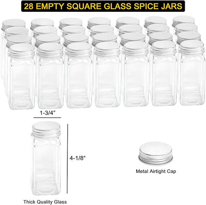 SpaceAid Spice Rack with 24 Spice Jars, 386 Spice Labels, Chalk Marker and Funnel, Wood Hanging Seasoning Shelf for Cabinet Door or Wall Mount (4 Pack) - Image 4