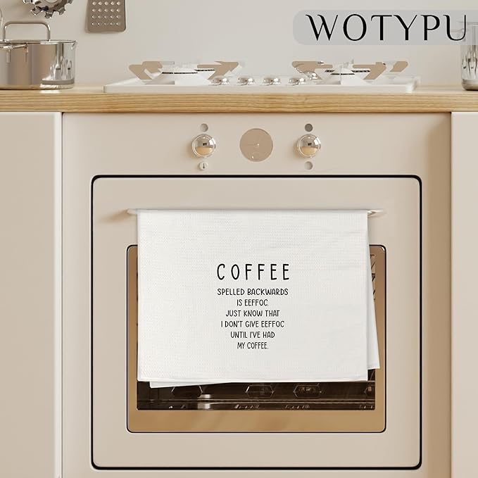 Funny Coffee Kitchen Towels, Gifts for Coffee Lovers Dish Tea Bar Towel, Housewarming Gifts Decorative Hand Towels for Kitchen Cafes Shop Decor, 16x24 Inch