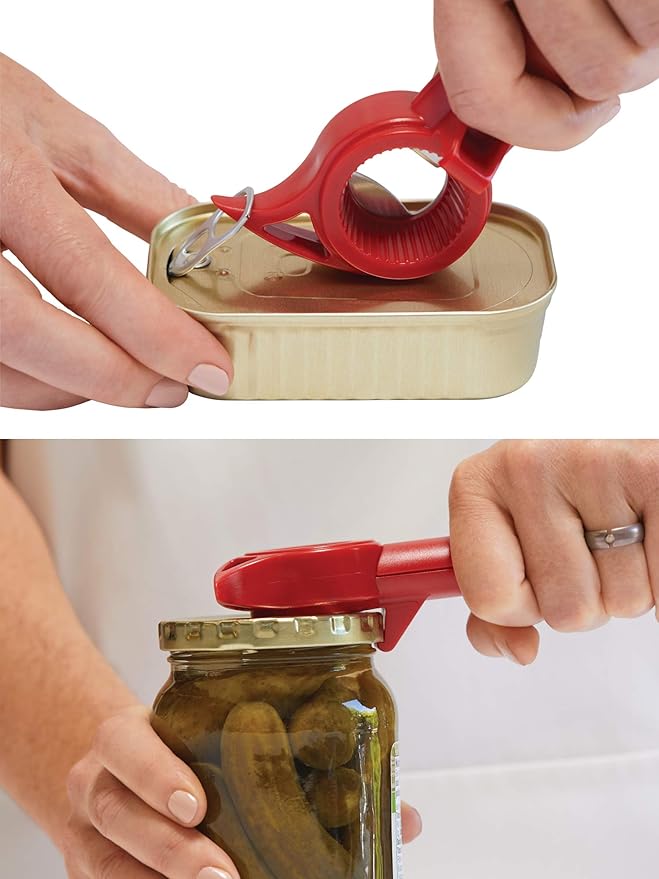 Kuhn Rikon Auto Safety Master Opener for Cans, Bottles and Jars, 9 x 2.75 inches, Red - Image 6