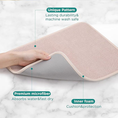 GeeRic Microfiber Dish Drying Mat Happy New Year, Super Absorbent Kitchen Dish Drying Pad for New Year Gift, Reversible for Countertop, 17.8 * 23.6 inch Beige - Image 3
