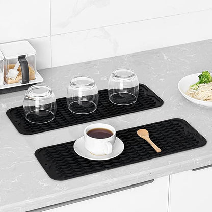 MicoYang Silicone Dish Drying Mat for Multiple Usage,Easy clean,Eco-friendly,Heat-resistant Silicone Mat for Kitchen Counter,Sink,Bar,Bottle,or Cup Black M 17 inches x 6 inches - Image 5
