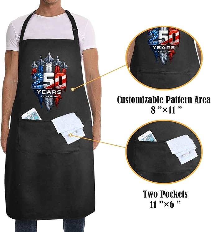 Us 250 Years Of Freedoms Apron With Pocket For Mens