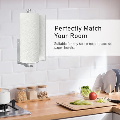 SetSail Paper Towel Holder, 2 Packs Single Hand Operable Paper Towel Holder Under Cabinet with Adjustable Damper Easy Tear Wall Mount Self-Adhesive or Drilled for Kitchen Bathroom, Silver - Image 4