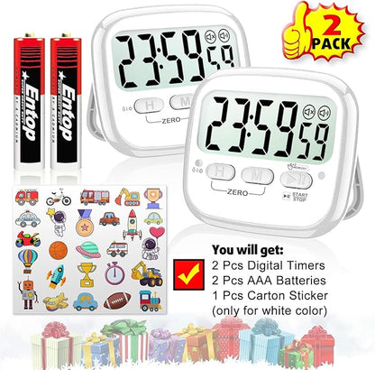 AyayaBoss 2-Pack Magnetic Kitchen Timers for Cooking, Digital Stop Watch Countdown Timer for Kids, Teachers, Classroom, Office, Exercise - Battery Included - Image 3