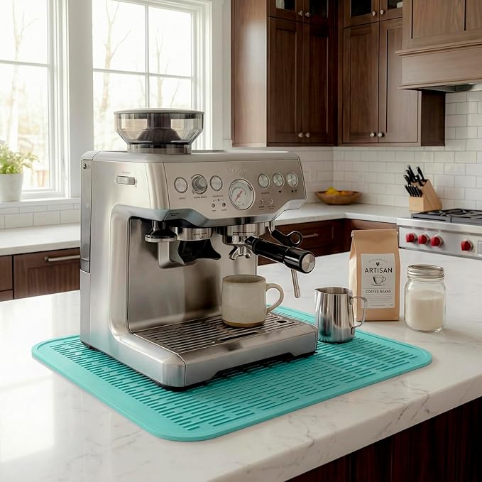 MicoYang Silicone Dish Drying Mat for Multiple Usage,Easy clean,Eco-friendly,Heat-resistant Silicone Mat for Kitchen Counter or Sink,Refrigerator or Drawer Liner Mint XL 18 inches x 16 inches - Image 7