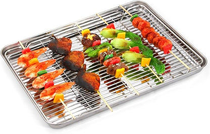 Cooling Rack Set of 3, Baking Rack Stainless Steel Wire Rack for Baking Cooking Roasting Grilling Cooling, 15” x 11” x 0.5” Wire Racks, Fit Various Size Cookie Sheets Oven