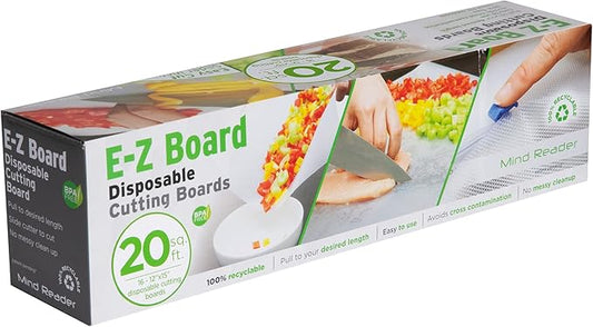 Mind Reader E-Z Board Disposable Plastic Cutting Board, 20 Square Feet, Easy Clean-Up and Convenient Use, Ideal for Camping, Hunting, Boating, and For People With Food Allergies, Clear by MindReader