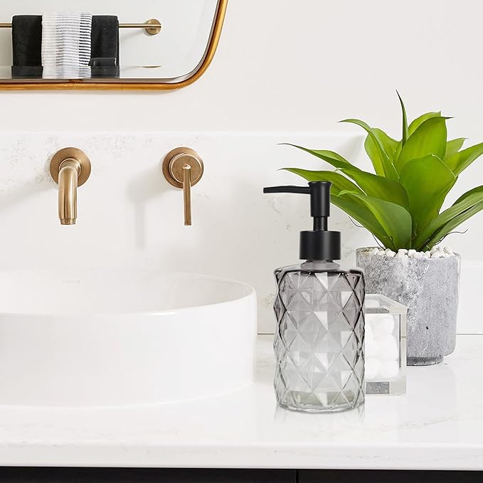 Topsky Glass Soap Dispenser with Plastic Pump, 330ml Liquid Hand Soap Dispenser, Rustproof Pump for Kitchen & Bathroom, Great for Lotions, Essential Oil, Liquid Soaps,Gradient Black - Image 8