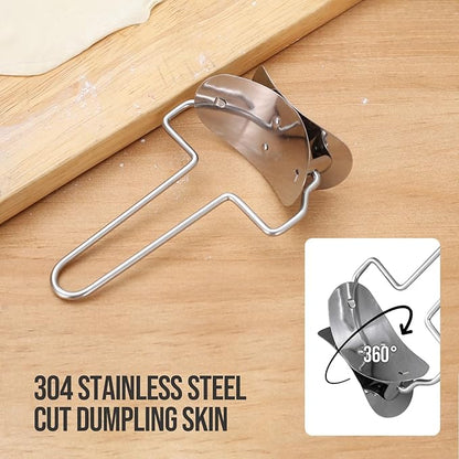 2 Pieces Stainless Steel Pastry Rolling Cutter Circle Dough Blade Roller Dumpling Wrapper Mould Pie Ravioli Empanada Pierogi Calzone Making Tools for Home Kitchen, DIY, Gift(2 pcs Rolling Cutter)
