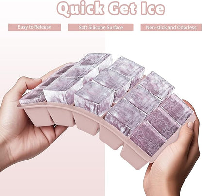 Silicone Ice Cube Tray 3 Pack - EASY RELEASE ice cube tray with lid, BPA Free Ice Cubes Trays for Freezer,ice cube mold for Cocktail,Whiskey (Blue+Pink+Green) - Image 5