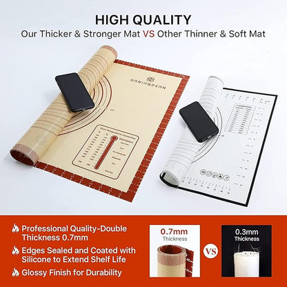 2 Pack Non Stick 26''x16'' Extra Large Thick Silicone Pastry Mat and 16''x11'' Cooking Mats, Double Measures Scale for Non-slip Silicone Baking Sheet,Counter Mat, Dough Rolling, Reusable Bakeware Mats - Image 5