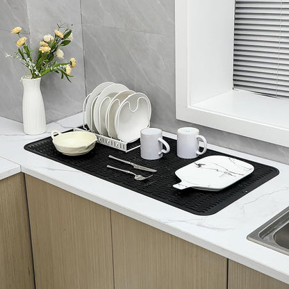 MicoYang Silicone Dish Drying Mat for Multiple Usage,Easy clean,Eco-friendly,Heat-resistant Silicone Mat for Kitchen Counter or Sink,Refrigerator or Drawer Liner Black 5XL 36inches x 18inches - Image 6