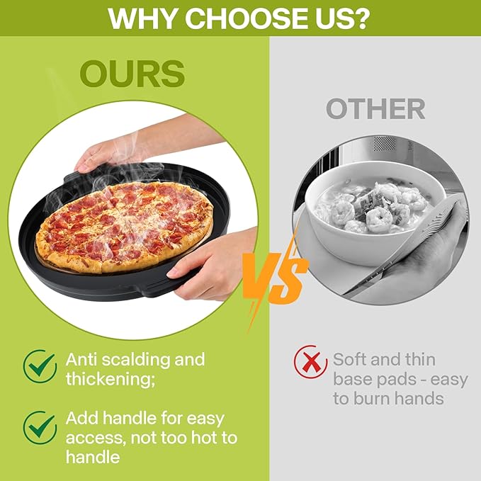 Microwave Splatter Cover for Food with Anti-scald Base Plate,Large Plastic & Silicone Vented Avoid Scalding Collapsible Guard Lid, Plate Holder & Kitchen Colander for Meal Prep-10.7 Inch (2 Pcs BRed) - Image 3
