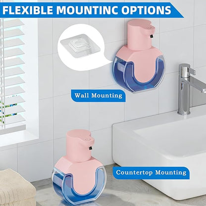 2Pack Automatic Soap Dispenser Touchless, Rechargeable Foaming Soap Dispenser,15oz/420ml Smart Hand Soap Dispensers,4-Level Adjustable,Wall Mount for Bathroom Kitchen Dish Soap(Pink, Foam) - Image 5