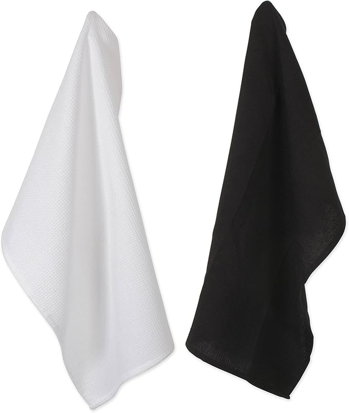 DII Buffalo Check Kitchen Collection, Classic Farmhouse Kitchen Set, Potholder & Dishtowel, Black & White, 3 Piece