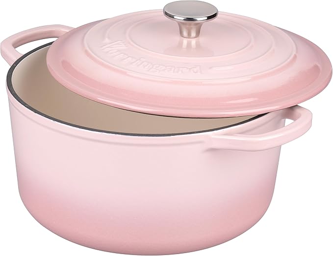 VORRINGARD Enameled Cast Iron Dutch Oven Pot with Lid, for Sourdough Bread Baking, Round Dutch Ovens, 4.5 Quart, Pink - Image 4