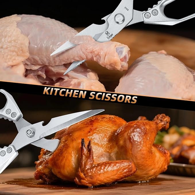 Kitchen Scissors All Purpose - Heavy Duty Poultry Shears, Ultra Sharp Japanese Steel Cooking Scissors for Food, Dishwasher Safe - Image 5