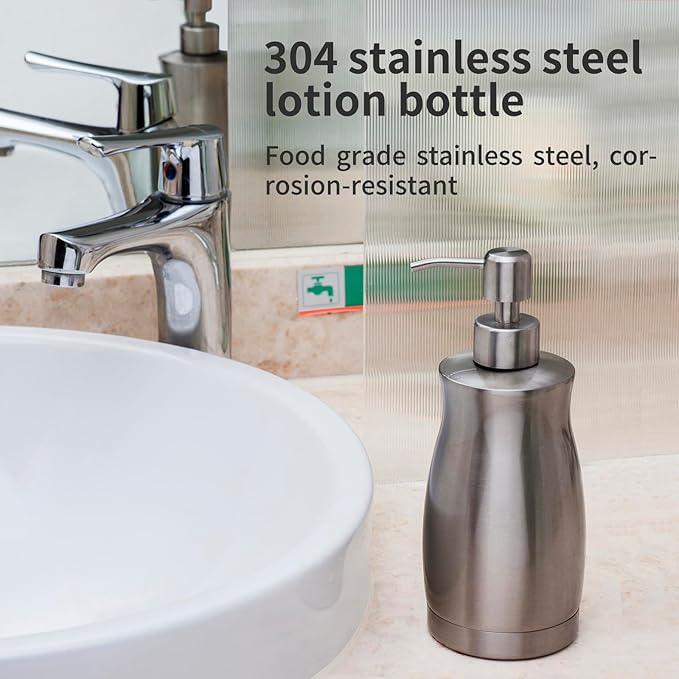 Brushed Stainless Steel Countertop Soap Dispenser Rust and Leak Resistant Hand Soap Pump with Funnel for Kitchen Countertops and Bathroom Dispensers (13.5 oz/400 ml) - Image 6