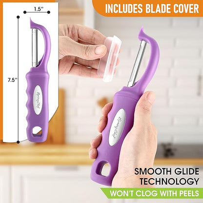 Spring Chef Premium Swivel Vegetable Peeler, Comfortable Handle and Ultra Sharp Stainless Steel Blades - Perfect Kitchen Peeler For Veggie, Fruit, Potato, Carrot, Apple - Orchid - Image 3