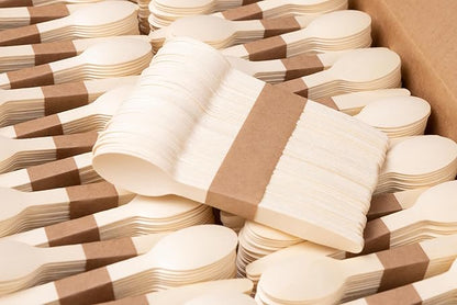Disposable Wooden Cutlery Set - 100% Home Compostable - 2000 Spoons 6.5", Bamboo Utensils Alternative, Eco-Friendly, Organic, Sustainable and Carbon Neutral Certified - Image 8