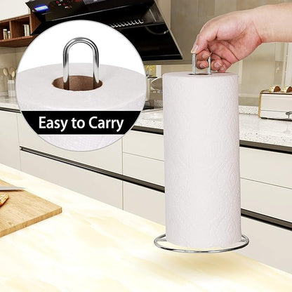 Paper Towel Holder Countertop, OBODING, Kitchen Paper Towel Stand Holder for Kitchen Organization and Storage, Paper Towel Holders for Standard and Large Size Rolls (Silver) - Image 2