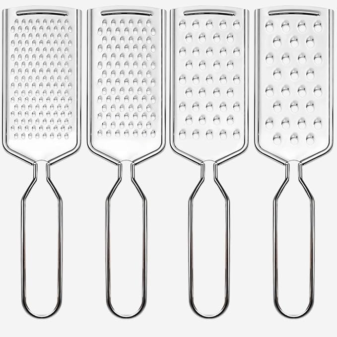 4 PCS Cheese Grater,Stainless Steel Cheese Shredder,Lemon Vegetable Slicer Food Shredde for Kitchen Gadgets(4-sided) by Qivorimith