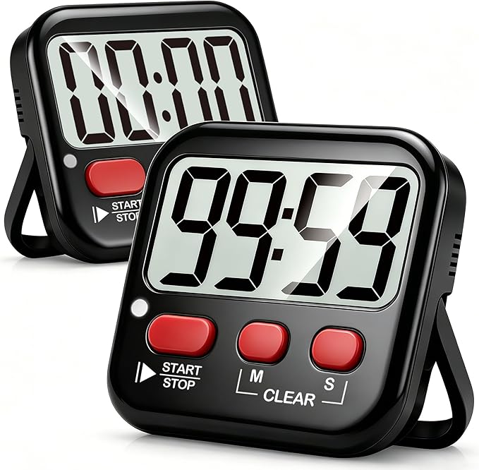 Antonki 2 Pack Digital Timer for Kids, Magnetic Countdown Kitchen Timers for Cooking, Egg, Classroom, Teacher, Exercise, Study, Oven - Battery Included by Antonki