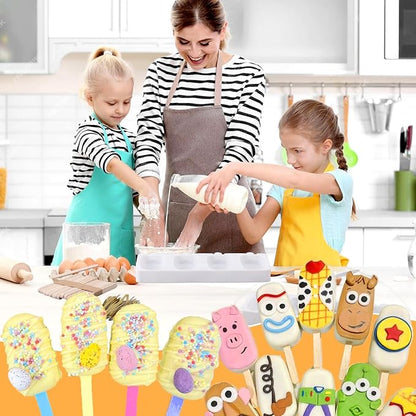 Juome Cake Pop Mold Kit, 2 Pack 8 Cavities Cakesicle Molds Silicone with 100 Wooden Sticks & 100 Packaging Bags with Ties, Cake Pop Maker Supplies Accessories, Baking Tools for Home Baking Desserts - Image 8