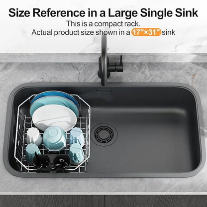 GSlife Small in Sink Dish Drying Rack - Stainless Steel Compact Dish Drainer for RV Kitchen Apartment Sink, Rust Resistant Inside Sink Rack, 1–2 Person Households, 11.6" W x 13.4" L, Silver - Image 8