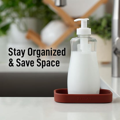 Zulay Kitchen Small Silicone Sponge Holder (4.9x3.3”) – Space-Saving Sink Organizer Tray for Sponge, Soap, Brush & More – Compact Non-Slip Dish for Kitchen & Bathroom (Canyon Rose) - Image 6