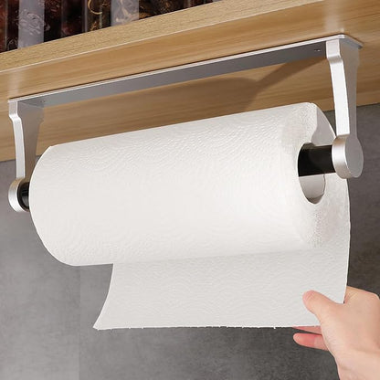 MONEER Paper Towel Holder Under Cabinet, Paper Towel Holder, Aluminum Alloy Kitchen Towel Holders, Self Adhesive Kitchen Roll Holder for Kitchen, Bathroom, Living Room (Silver) by MONEER