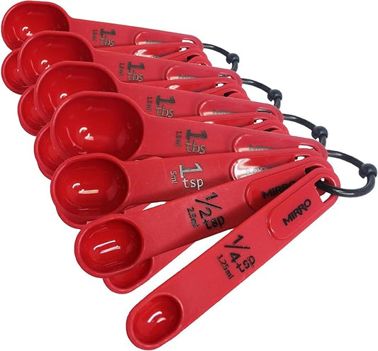 MIRRO 4pc Nested Measuring Spoons Set, Red (Pack of 4) by VisitMirro