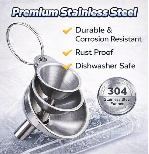 3PCS Kitchen Funnels Set,Stainless Metal Funnel for Filling Bottles - Tiny Small Medium Large for Essential Oils,Spice, Cooking,Powder,Flask，Perfume,Dry Ingredients Powde (Silver) - Image 3