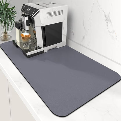 WISELIFE Coffee Mat Super Absorbent Dish Drying Mat Bar Accessories Match with Coffee Machine Large Drying Mats for Kitchen Counter 17" W x 30" L, Grey by WiseLife