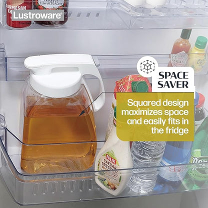QuickServe Large Airtight Pitcher - 3L (101oz), Heat Resistant, BPA-Free SAN Plastic, One Touch Open & Close, Space-Saving, Made in Japan - White - Image 6