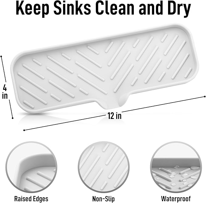 Zulay Kitchen Large Silicone Sponge Holder (12x4) – Flexible Sink Organizer Tray for Kitchen & Bathroom – Multipurpose Soap Dish for Sponges, Makeup, Trinkets & More (White) - Image 4