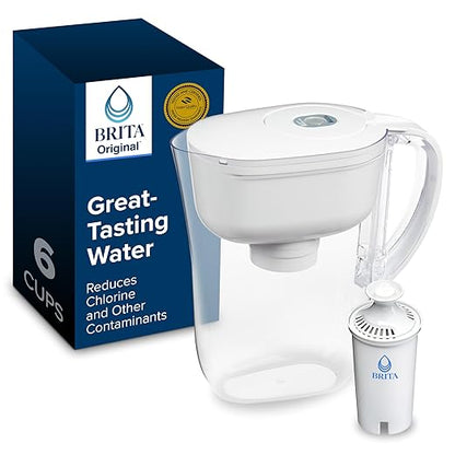 Brita Metro Water Filter Pitcher with SmartLight Change Indicator, BPA-Free, Replaces 1,800 Plastic Water Bottles a Year, Lasts Two Months, Includes 1 Filter, Small - 6-Cup Capacity, White by Brita