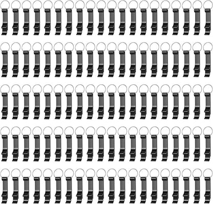 100 Pack Black Metal Bottle Opener Keychains, Tiny Beverage Opener Party Favor (Black, 100Pcs) by Yugada